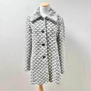 Maria Sole Italian Made Wool Blend Sweater Coat in Tri-Tone Gray Women's Medium
